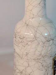 Vtg Hazel Atlas Black Splatter Wine Bottle Milk Glass Welch&rsquo;s MCM Bar 1950s