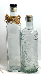 Wine Bottles Set (2) Green Wine Bottle Decanter with Cork Lids