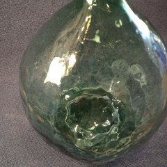 Vintage Large Italian Glass Green Demijohn Carboy Bottle 19½ » 14&Prime; Wine Viresa 25