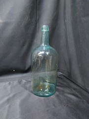 Antique 19th Century Large Aqua Demijohn 15 Inch Tall Wine Bottle 1800&rsquo;s