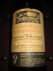 CHATEAU FOMBRAUGE SAINT EMILION 1970 EMPTY BOTTLE CAST IRON STAND GALLON? 24&Prime; L