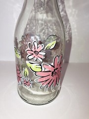 Vintage Paul Masson Carafe Wine Bottle Pink Flowers Cocktails Retro