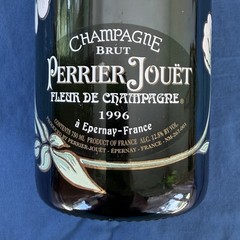 Empty 750 ml Bottle 1996 Perrier-Jouet Champagne Hand Painted Flowers
