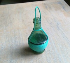 Miniature Wrapped Wine Bottle 3⅜ » Tall Green Plastic 1¾ » Diameter