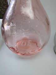 Lot Of 2 VTG CASADIS MILANO JUS DE FRUIT Pink Decanter 2 Liter & 4 Chamber Jugs