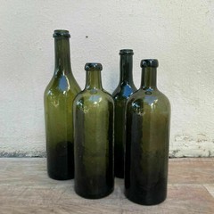 French Wine Bottles Dark Green Glass Vintage 1920s Decorative Set 1409219