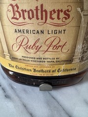 Vintage Brown Jug Christian Brothers California Wine 1 Gallon Bottle Metal Stand