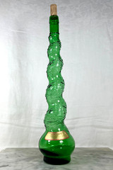 Vtg Emerald Green Empoli style Swirl Chiant Bottle 17” Tall Italy