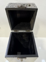 Vintage Wine Bottle Box Black And Silver With Clasp Great For Gifting Wine