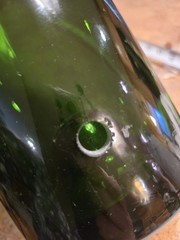 18.5 inch Huge Empty Wine Bottle Display, Bar Prop in Green. Pre-drilled hole
