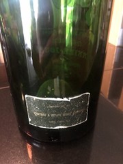 Vintage Perrier-Jouet France Fleur de Champagne Empty Hand Painted Green Bottle