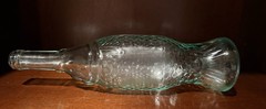Vintage Fish Shaped Glass Bottle Modele Depose 70mm Blue Green Art 12.5 in