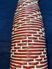 VINTAGE PLASTIC WICKER WRAPPED WINE BOTTLE RED WHITE Spain NO Cap/lid