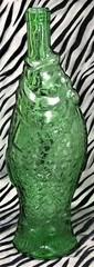 1 Green Pressed Glass Fish Shaped Wine Bottle (empty) 13 in. Tall, 5 in wide