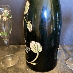 1.5L 1995 Perrier Jouet Brut Fleur de Champagne Empty Bottle W/ 4 Glasses