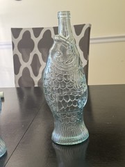 Vtg Italian Fish Shaped Wine Bottle 13.5” Glass Beach Nautical