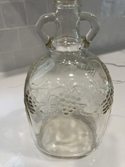 ANTIQUE GLASS WINE JUG GRAPE EMBOSSED ONE GALLON ART DECO BY BALL GLASS WITH CAP