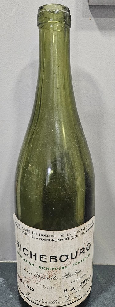 Vintage 1953 DRC Domaine de la Romanee-Conti Richebourg EMPTY Wine Bottle RARE