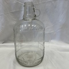 Vintage Half Gallon Wine Bottle Jug Clear Grapes & Leaves