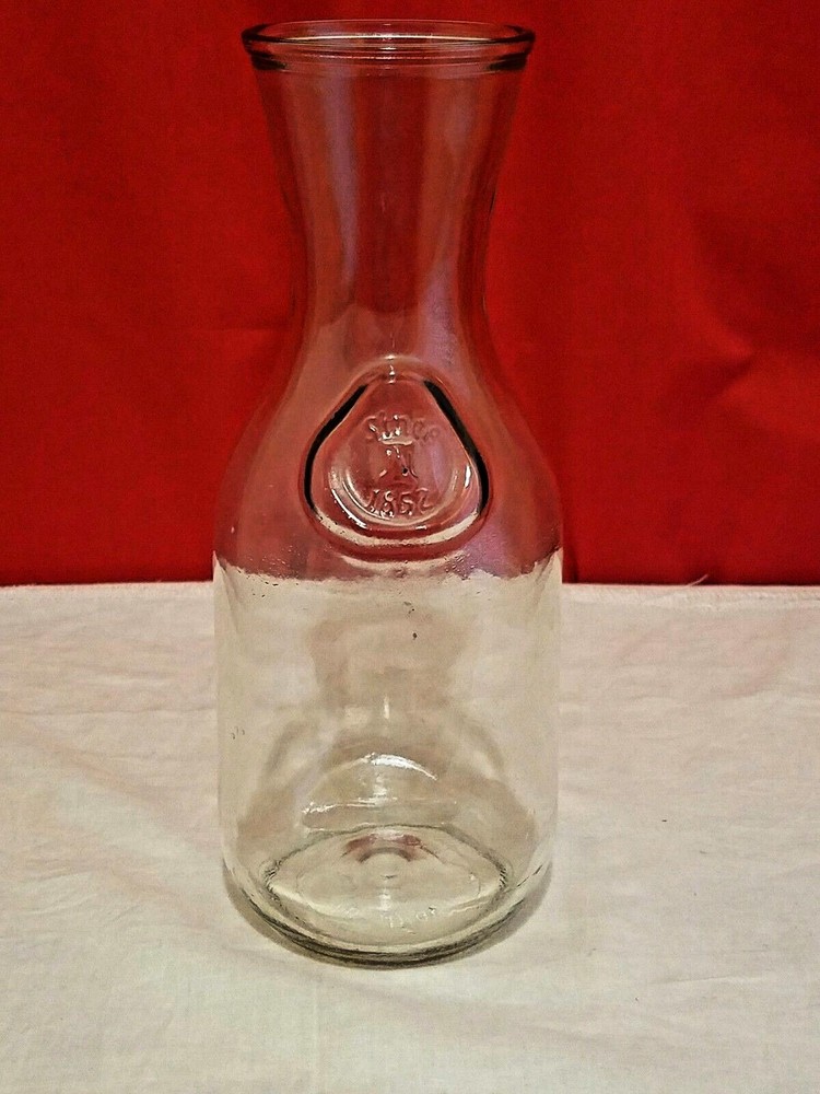 Embossed Since 1852 Glass Wine Milk Juice Carafe 9 5/8&Prime; Tall