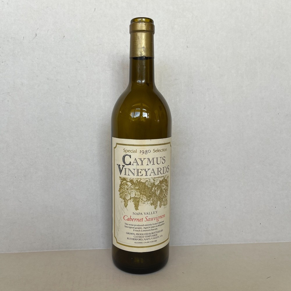 1980 Caymus Special Selection Cabernet Empty Bottle Signed by Charlie Wagner Sr