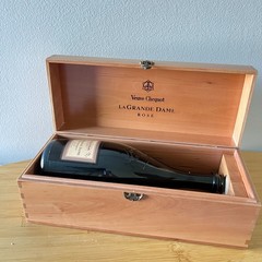 Empty 1989 Veuve Clicquot La Grande Dame Rose Bottle Wood Box Cork Wire Cage Set