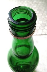 vtg emerald green Jac Poust wine bottle with screw cap