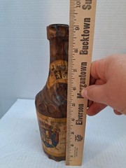 Vtg Wood Carved Wine Bottle Jerezano Oloroso Primitive Pirate Prop Candle Holder