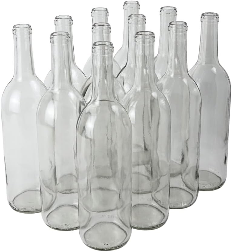 750ml Clear Wine Bottles Pack of 12 W5 Bordeaux Liquor Bottles 750 ml Empty