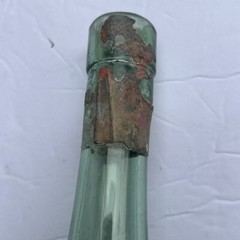 Antique Vintage Hand Blown Wine Bottle Torpedo Round Bottom Green Glass 8.5”