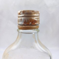 Clear Glass Gallo Wine Bottle Vintage Flask Metal Lid 2/5 Pint