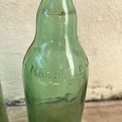 Old French Green Glass wine water pastis bottle circa 1950 set of 2 07062216