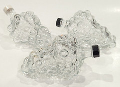 Lot/3 Vintage Grape Bunch Shaped Decanters Clear Glass Bottle Screw Cap 7 oz 6&Prime;L