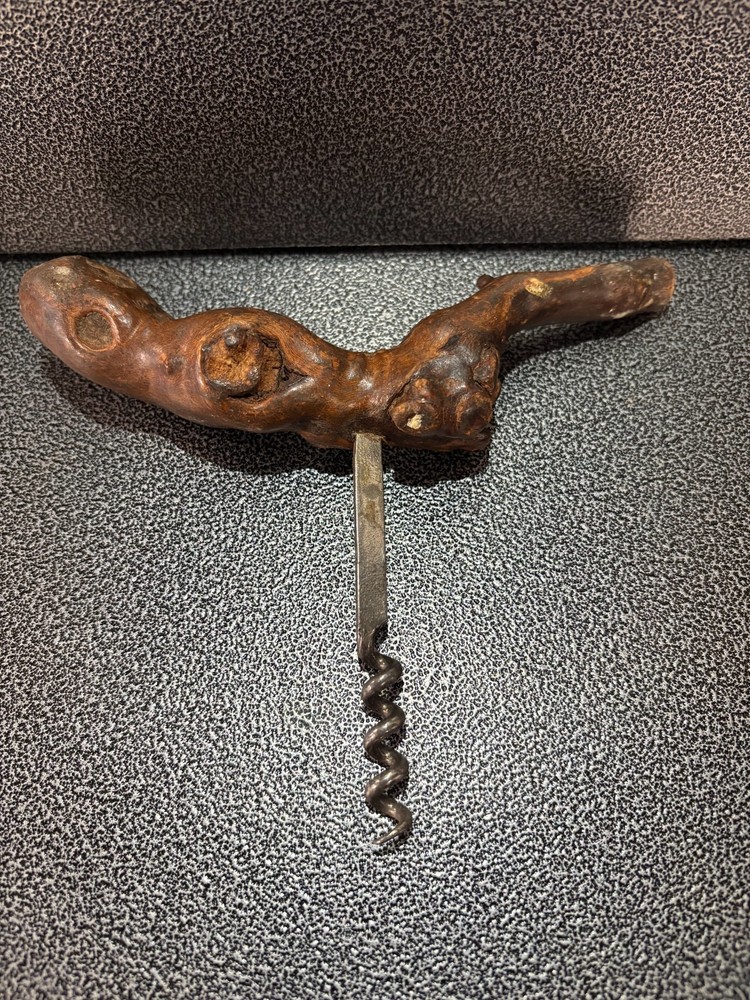 Old French Wine Bottle / Cork Opener With Winery & Region Name