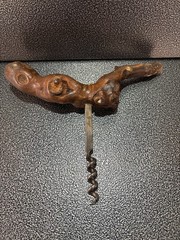 Old French Wine Bottle / Cork Opener With Winery & Region Name