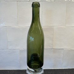 VTG Green Glass Blown Wine Champagne Bottle Kick-up Base Applied Lip 9 7/8&Prime;