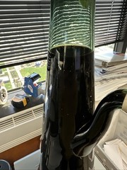 VTG 1966 CHIANTI ITALIAN GREEN GLASS WINE BOTTLE, 22&Prime; H, GIUNTI, ORIGINAL STKRS