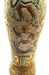 Vintage Italian Clay Ceramic Wine Bottle Titulus 24k Accents Italy No Cork