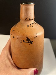 Vintage J.M. Da Fonseca Portugal Embossed Amber Wine Bottle 9” Rustic Bar Decor