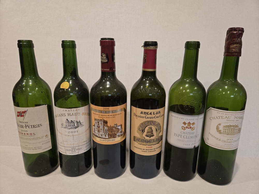 12 Bordeaux Wine Bottles collection of best of Left and Right Bank 750ml
