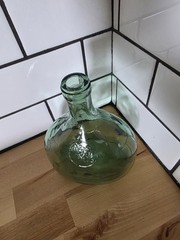 VINTAGE SA Orvin Hand Blown Green Glass Deco Wine Bottle Made in Tarragona Spain