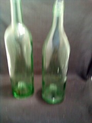 Two Amazingly Colored Aqua Wine Or Liquor Bottles With Pontil Marks Lot-6