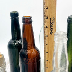 Lot of 13 Atq Vtg Colored Green Clear Amber Wine Beer Booze Bottles Decor