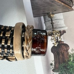 Vintage V Levante Bottle Spanish Woven Wicker Covered Brown Glass