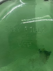 Vintage BOLLA BREVETTATA GREEN GLASS WINE BOTTLE 12”x8”x3.5”