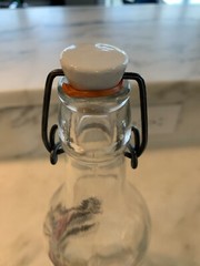 LE VIN Vintage French Wine Glass Bottle With Porcelain Stopper; ART NOUVEAU