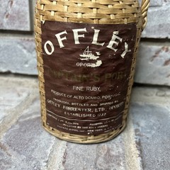 Mid-Century Demijohn Wine Captain’s Port Bottle Rattan Woven Wicker Offley 9”