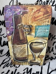 Vintage Decorative Wine Box Artwork « Wine and Chees » by Tanya Fischer