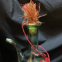 Vintage Italian Hand Blown Green Wine Decanter w/ice Chamber