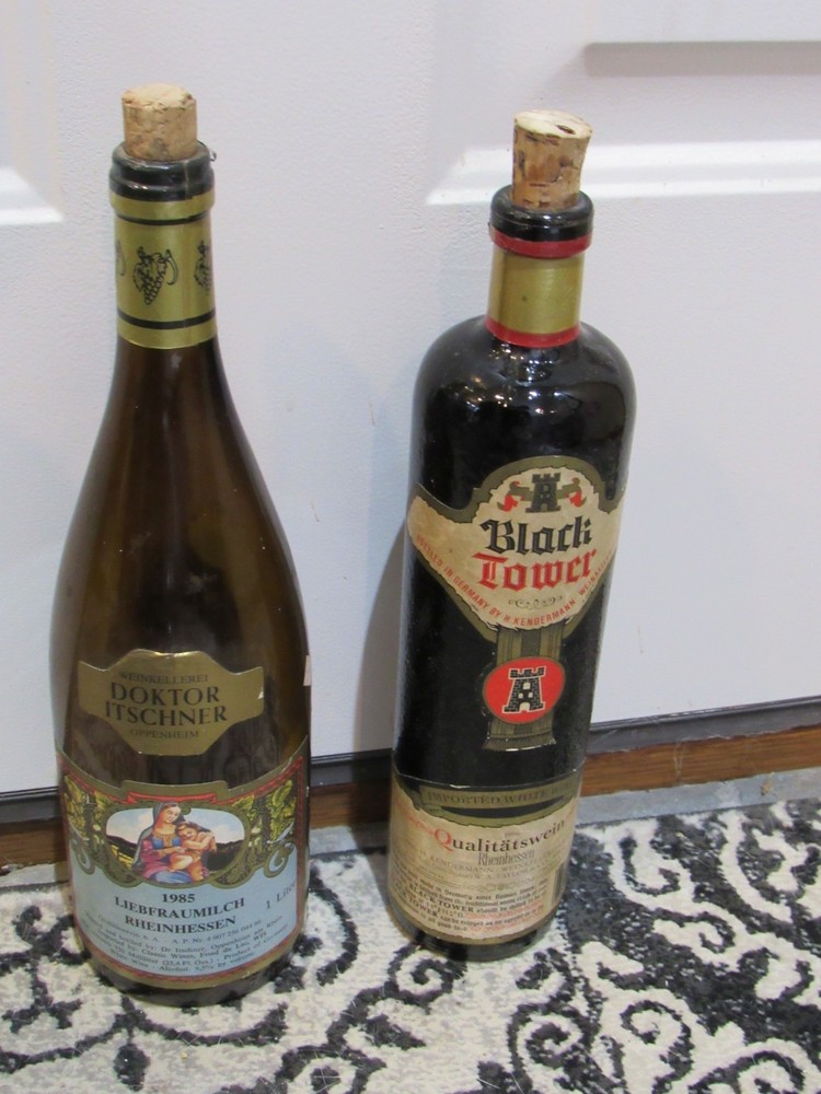 German 1985 Liebfraumilch Rheinhessen Empty 2 Wine Bottle LOT Dark Tower